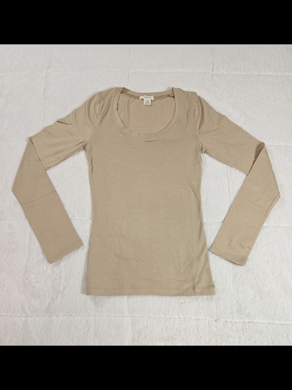 Bozzolo Light Taupe Long-Sleeve Scoop Neck Top(BBX2-05,BBX3-05)